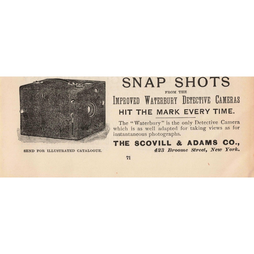 1892 Scovill & Adams Improved Waterbury Detective Camera Print Ad - Picture 1 of 1